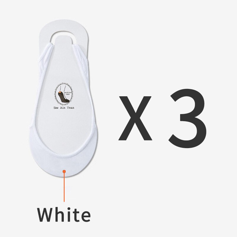 3 Pairs Invisible Boat Socks Women Summer Silicone Non-Slip Socks for High Heels Shoes Ice Silk Thin Half-Palm Suspender Sock: White