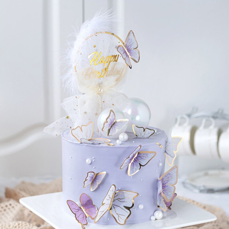 Décoration de gâteau papillon pour filles et femmes, ensemble de 11 pièces, pour anniversaire et mariage
