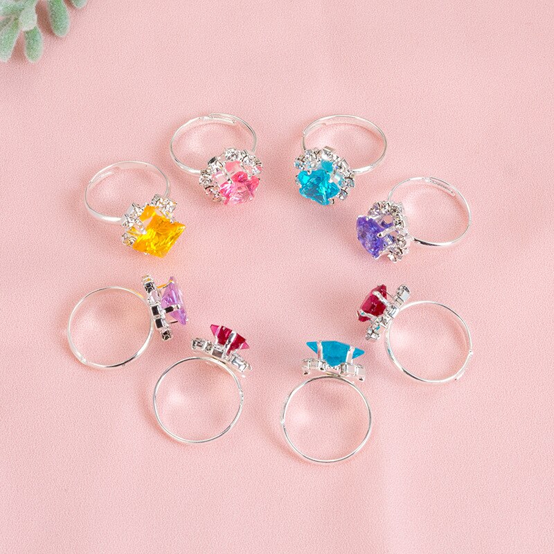 12 Stks/doos Legering Koreaanse Stijl Parel Ring Meisjes Prinses Ringen Roze Kinderen Mode-sieraden Accessoires Meisjes Baby Speelgoed