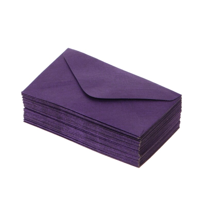 50Pcs Retro Blank Mini Paper Envelopes Wedding Party Invitation Greeting Cards: Purple