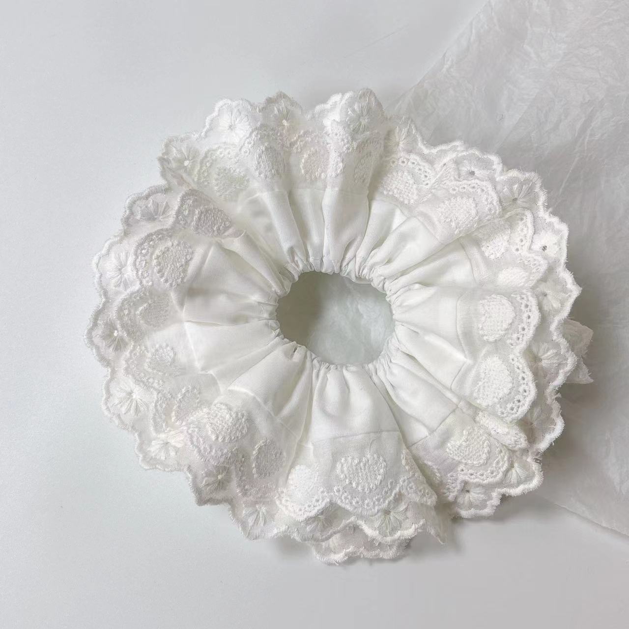 Stora hårband för kvinnor i spets, rutigt hårband, hästsvanshållare, hårknyte, hårring, gummiband, håraccessoarer för kvinnor, huvudbonader: Vit