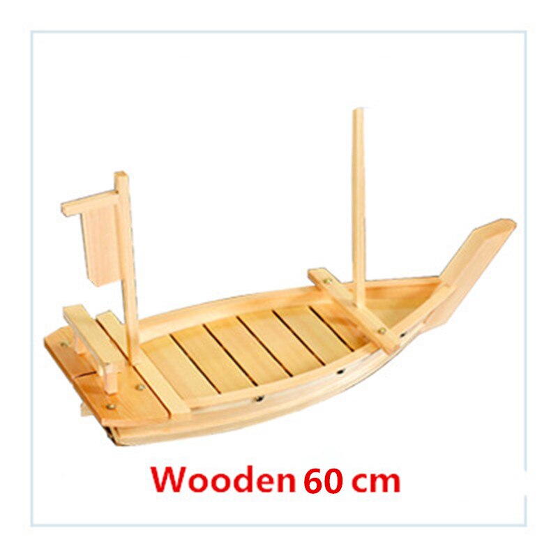 Bateau de Sushi de Cuisine japonaise, outil de fruits de mer, modèle de boutique en bois, fait à la main, bateau Simple, Sashimi assortiment de plats froids, vaisselle de Bar: Wooden 60cm