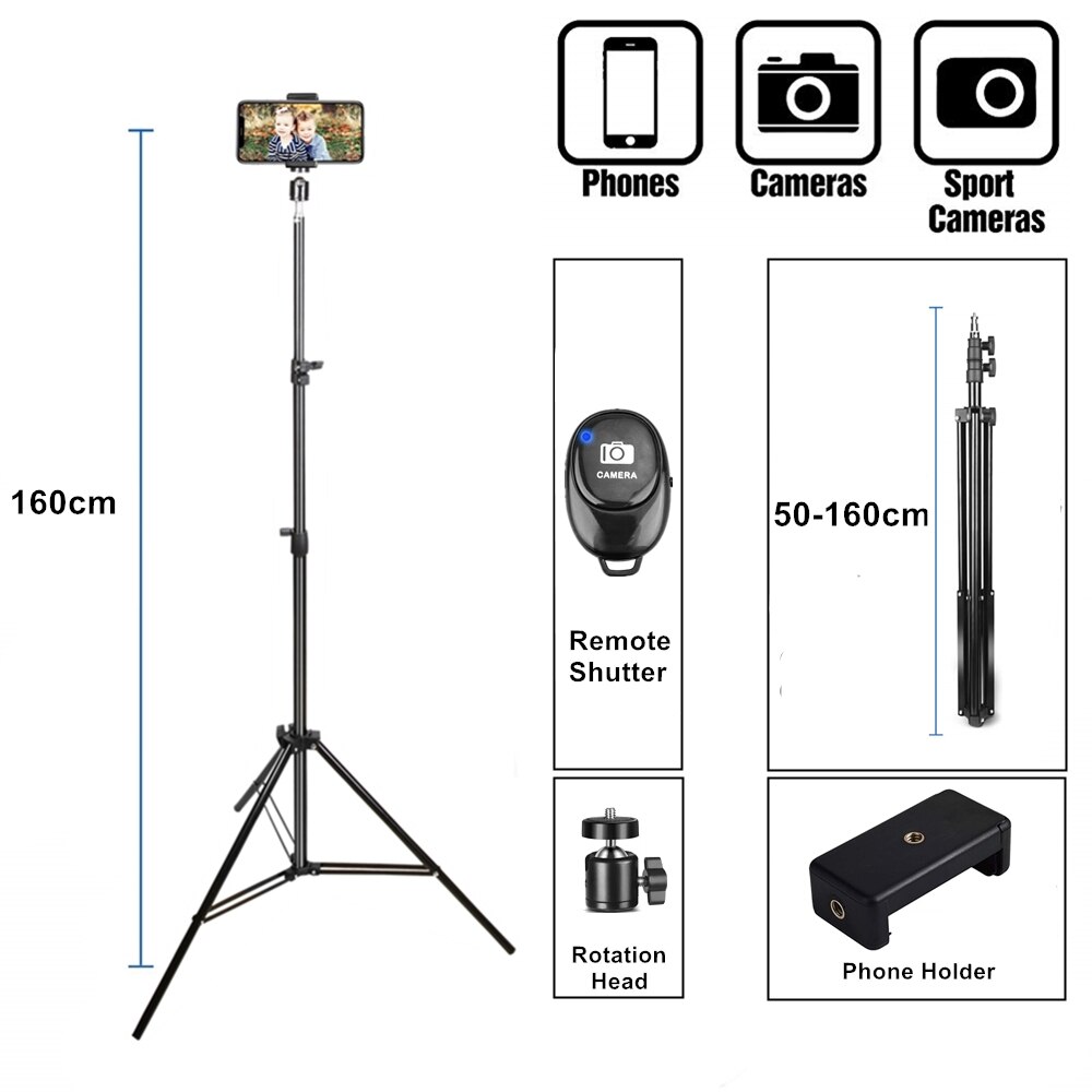 Stativ Für Mobile Stativ Für Telefon Smartphone Halter Für Telefon Stehen Selfie Stick Mobile Für Tik Tok Maske Vlogging Kit: 160cm Tripod
