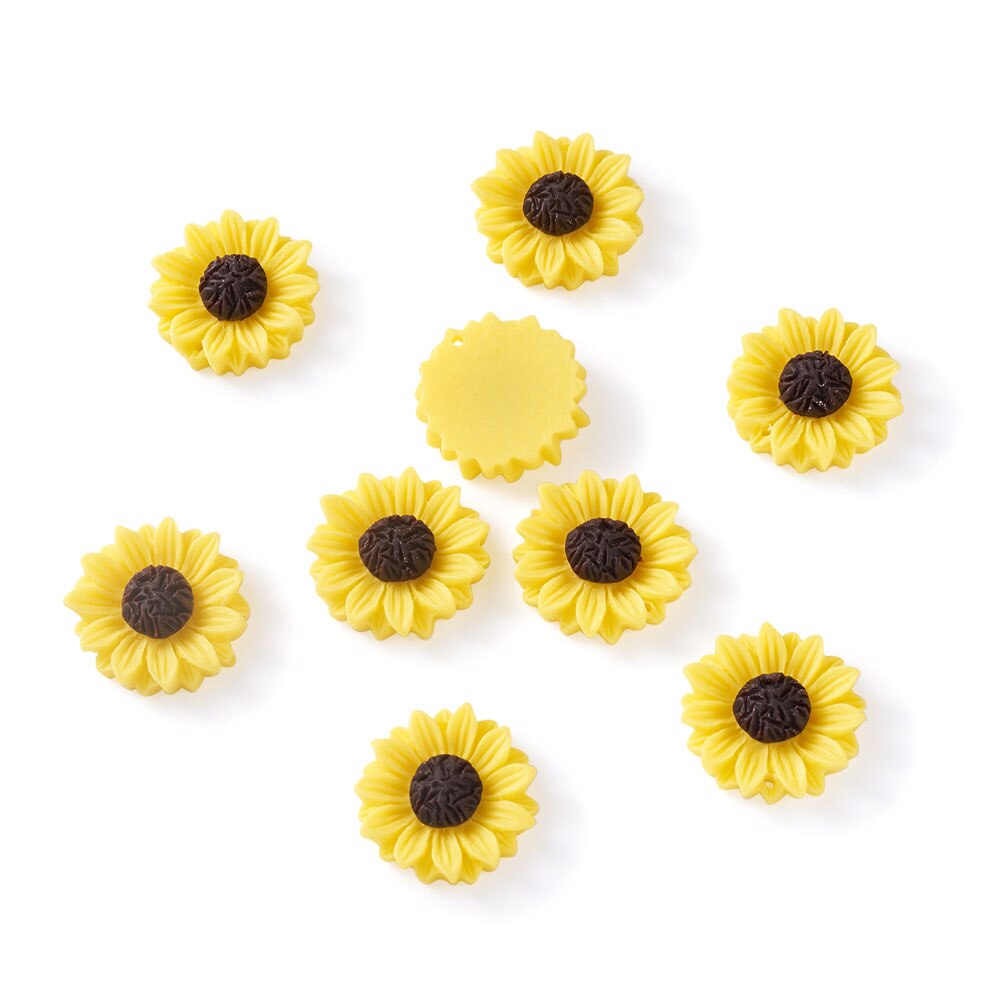 20pcs Orange Resin Sunflower Charms Pendants Flatback Cabochon Beads For DIY Earrings Key Chains Jewelry Accessories