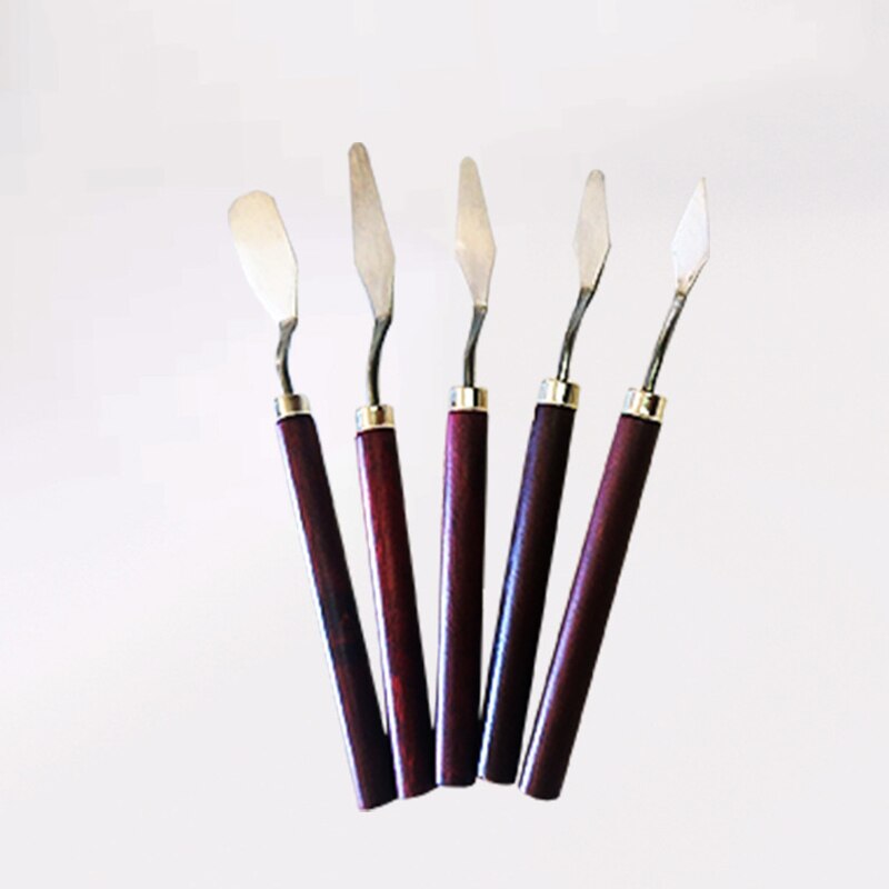 Juego de espátulas profesionales de acero inoxidable, juego de 5 unidades, paleta de cuchillos para pintar al óleo, herramienta de pintura de Arte Fino, juego de cuchillas flexibles