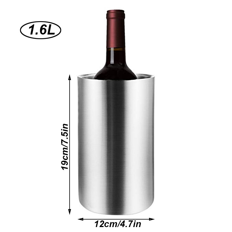 UNTIOR Stainless Steel Bar Ice Bucket Two Handles Champagne Bucket Wine Bucket Spit Wine Barrel Container Ktv Club Bar Supplies: Without Lid