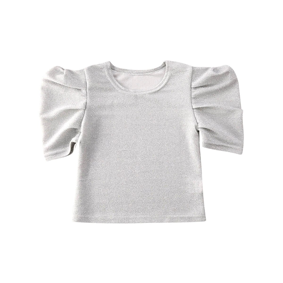 Piger pailletter toppe bluser småbørn børn baby sommertøj kortærmede skjorter 0-5y: Sølv / 4t