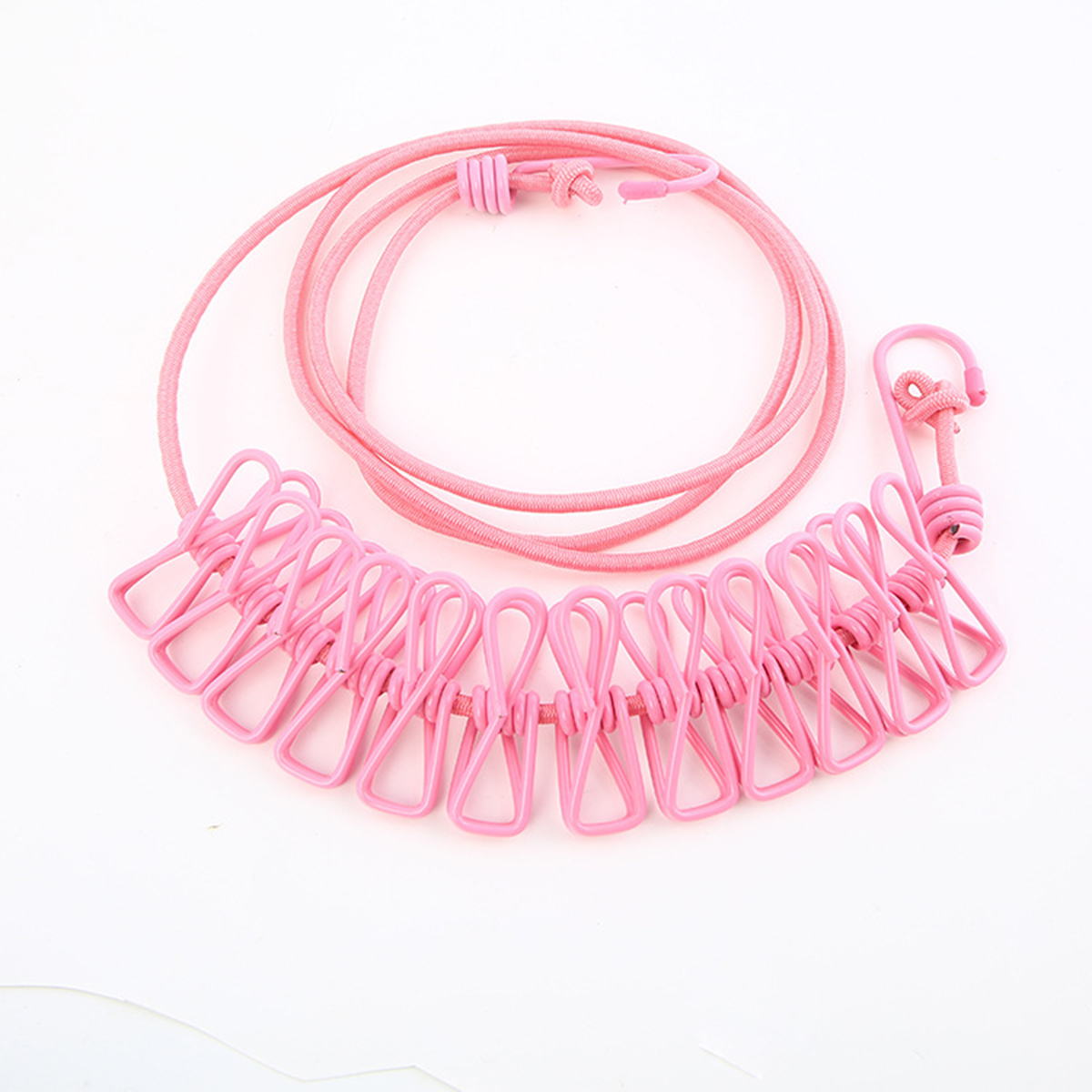 Tendedero ajustable retráctil de viaje portátil para acampar, con 12 Uds. De Clips, secado de ropa para exteriores e interiores, 1 ud.: Rosa