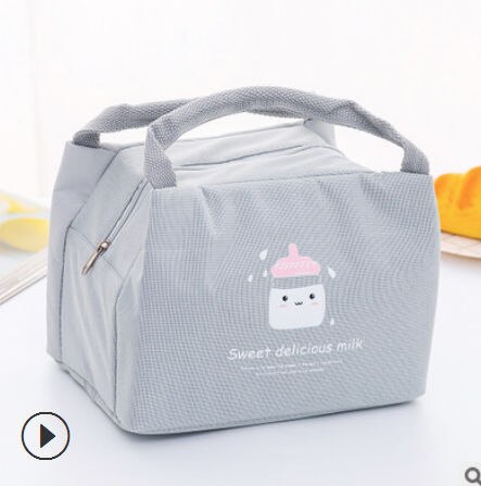 Bolsa de almuerzo con aislamiento portátil para mujeres y niñas lindas, caja de Picnic, refrigerador térmico aislado, bolsa de caja de almuerzo Bento: F