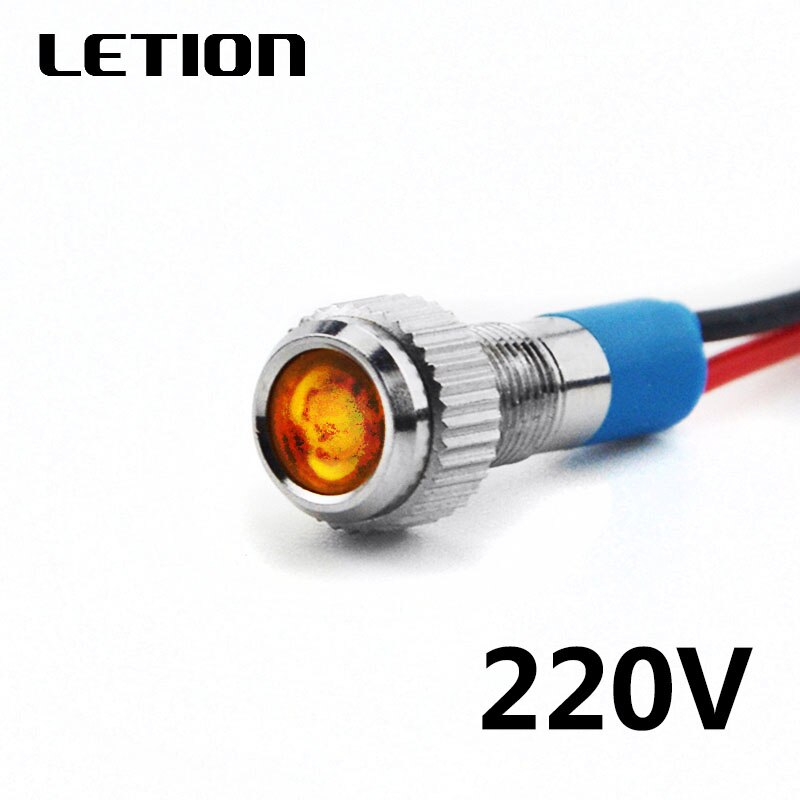 5Stck 6mm Wasserdichte LED Metall Anzeige Pilot Licht Signal Lampe 12V 24V 220V Maschine Auto Stiefel Arbeits PC Energie: 220V Gelb