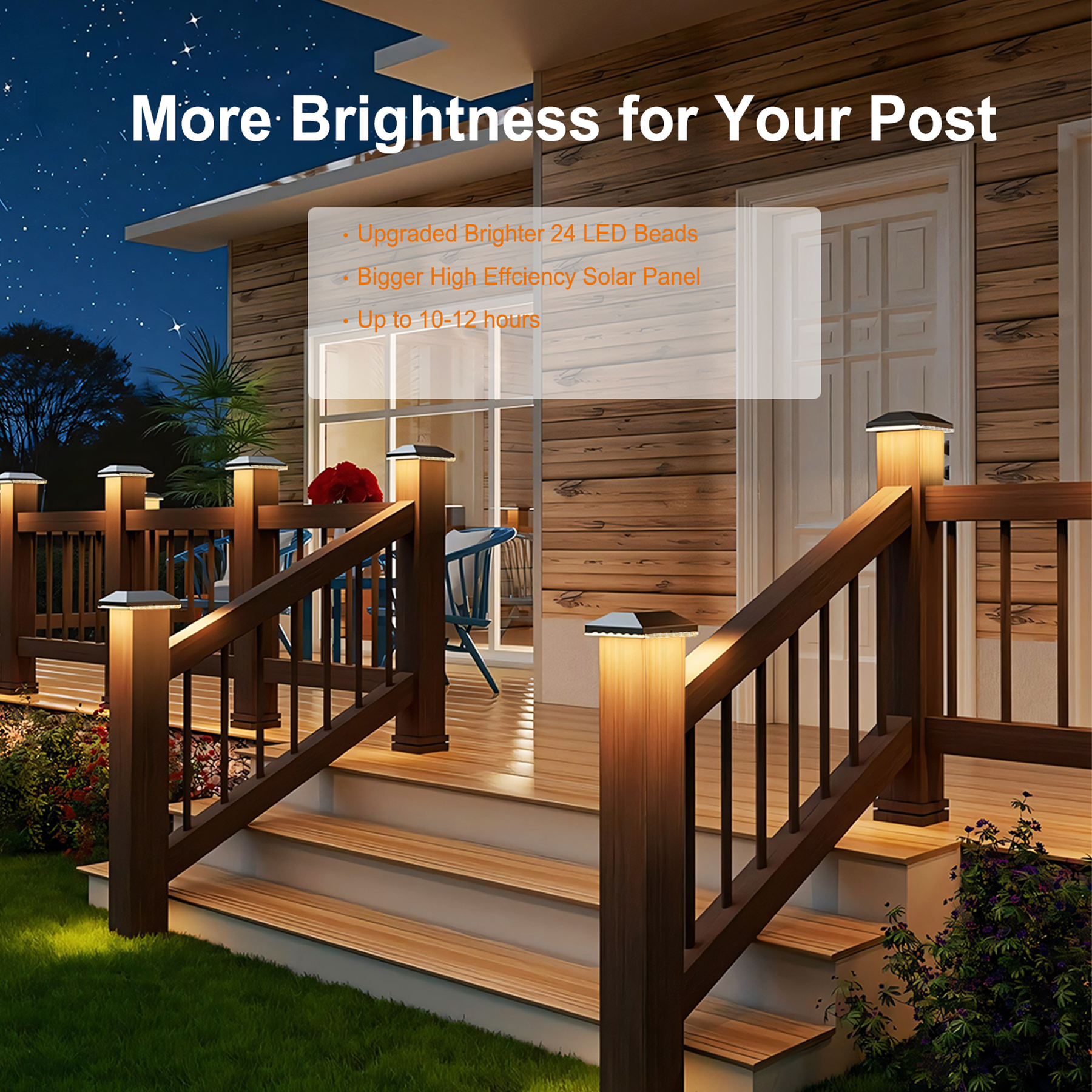 Post Lights Outdoor Waterproof 2pack,Deck Cap Light for 4x4 Wooden/Vinyl,Black Solar Fence Post Cap Light for Garden/Patio/Porch