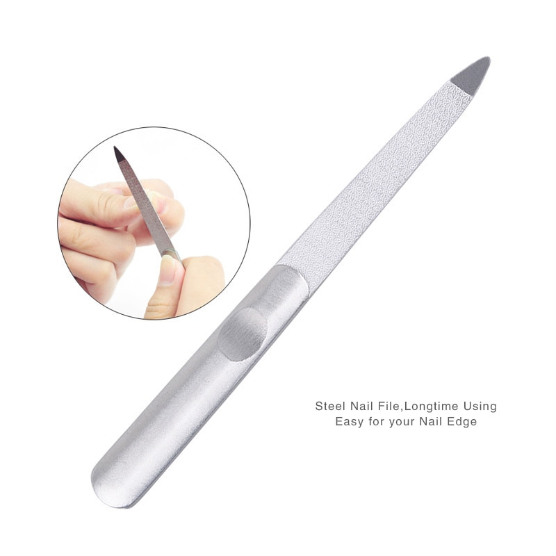 Stainless Steel Nail File Double Side Fold Grinding Rod Manicure Pedicure Scrub Nail Arts Tools Nail Files
