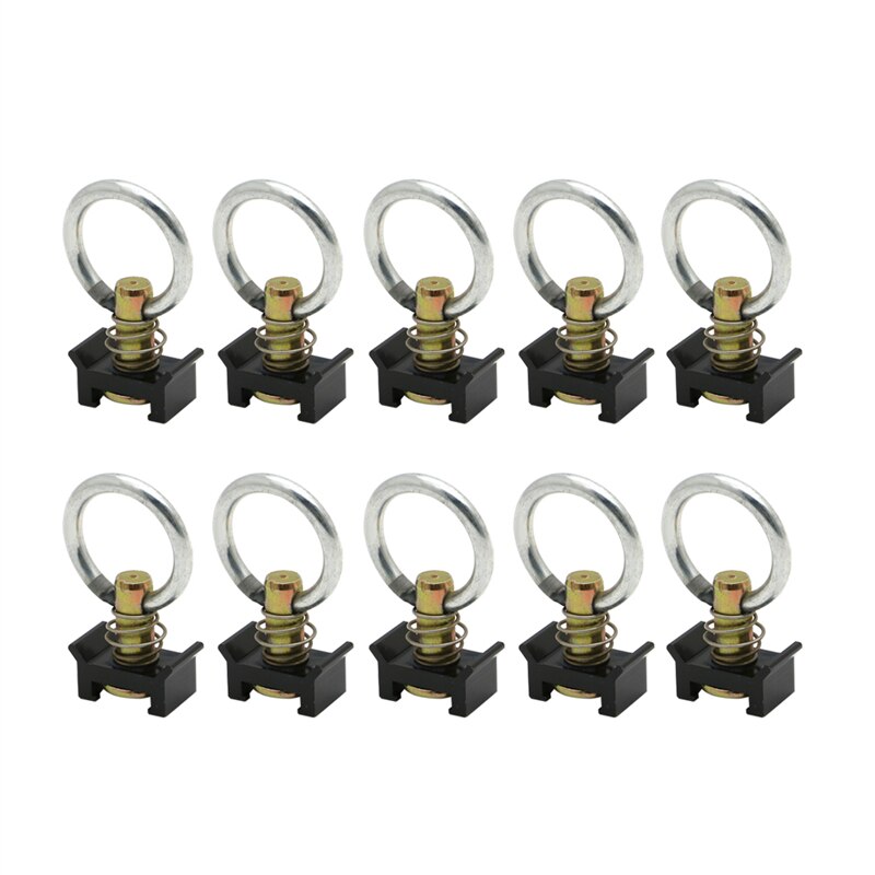 2/5/10Pcs Black Single Stud L-Track Fitting with Round Ring Spring Bolt Airline for L Track Logistic Track