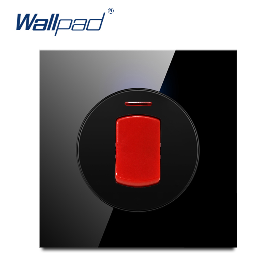 Black Glass Crystal Panel Wall Light Switch Round Button Circle LED Ring 1 to 4 Gang Fan Speed Dimmer 45A Double Pole Switch: 4XL / Pink