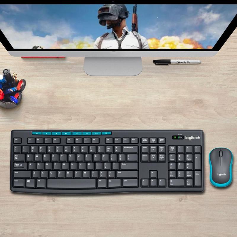 Logitech MK275 USB Wireless Keyboard 1000 DPI Optical Ergonomic Mouse Combo Computer Peripheral Accessories