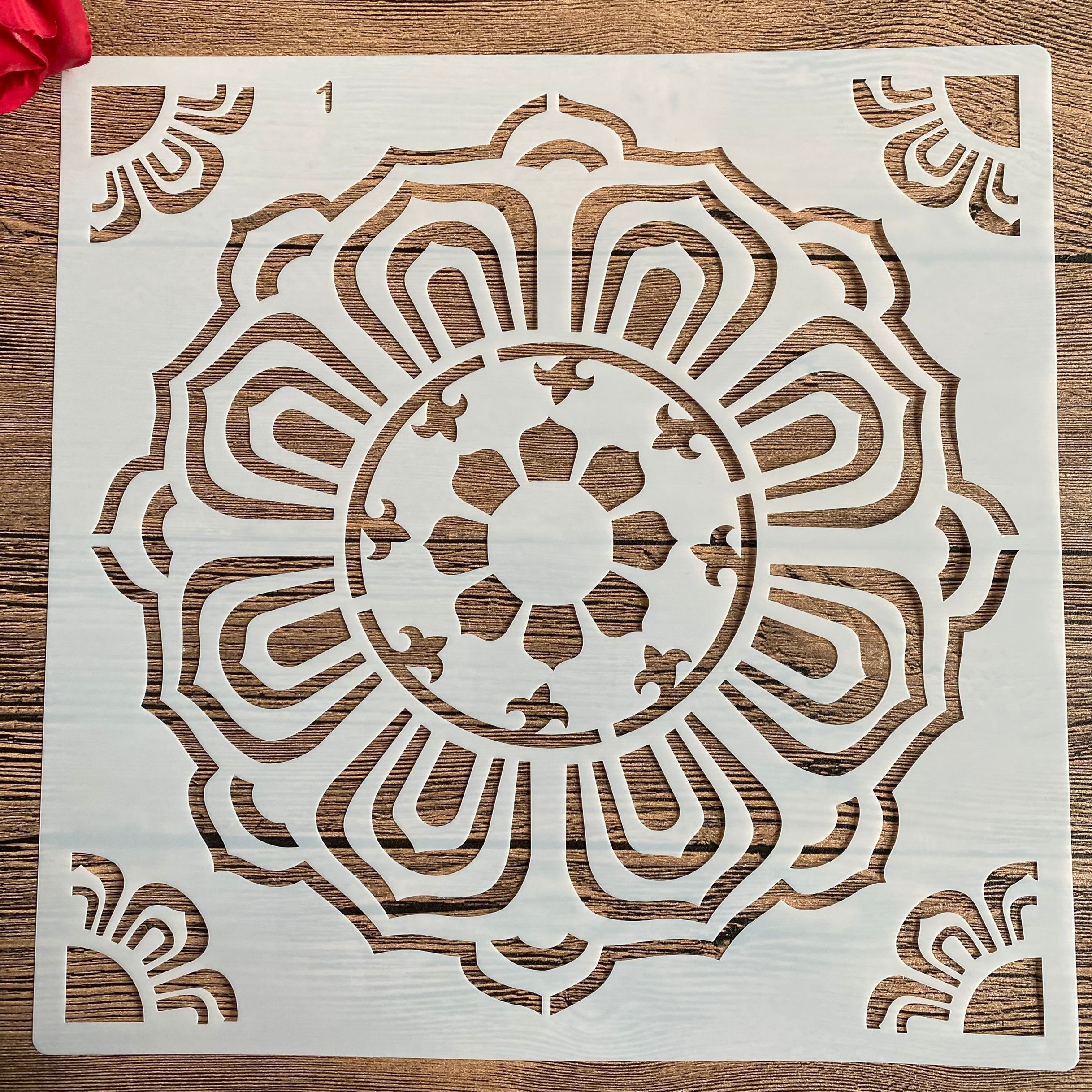 Molde de mandala para manualidades diy, tamaño de 30x30cm, para pintar plantillas, estampadas álbum de fotos, tarjeta de papel en relieve en madera, tela, pared 2022: 1