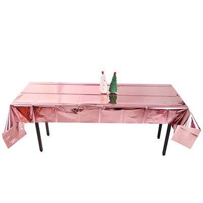 4.5ft*9 ft engångsdukar för fest bröllopsdekoration födelsedagsfest bordsduk tillbehör fryst bordsduk i folie: Litet roséguld