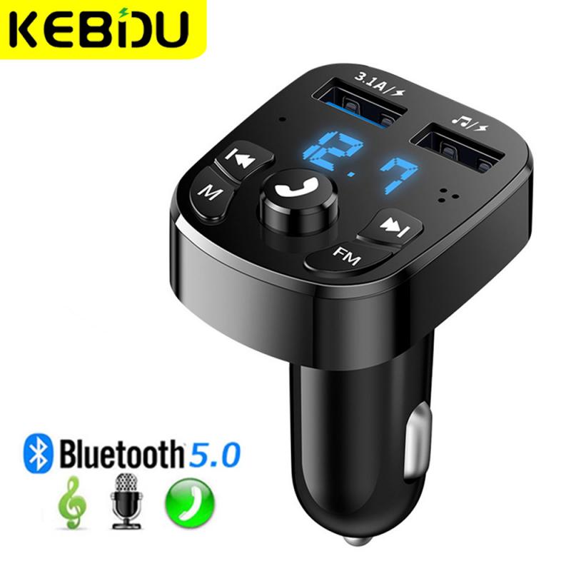 Transmisor Fm para coche, Bluetooth 5,0, Aux, Kit inalámbrico manos libres para coche, cargador de coche Usb Dual, modulador Fm de Radio, adaptador de reproductor Mp3