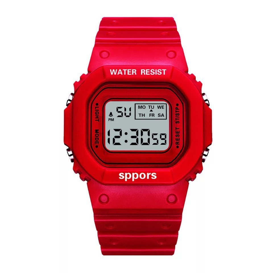 Relojes digitales deportivos a la para hombre, reloj de pulsera LED Simple resistente al agua, reloj electrónico informal de silicona con indicador de fecha y hora: Rojo