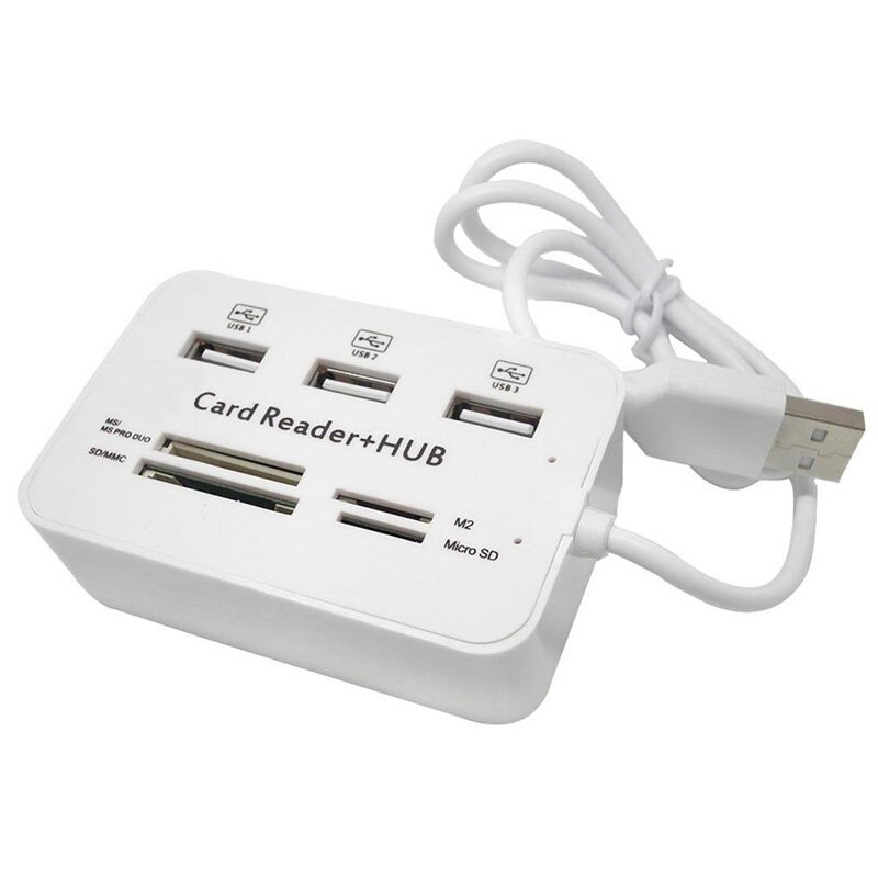 Multi USB Hub USB 2.0 séparateur haute vitesse avec lecteur de carte USB 480Mbps Combo pour MS/M2/SD/MMC/TF, accessoires d&#39;ordinateur