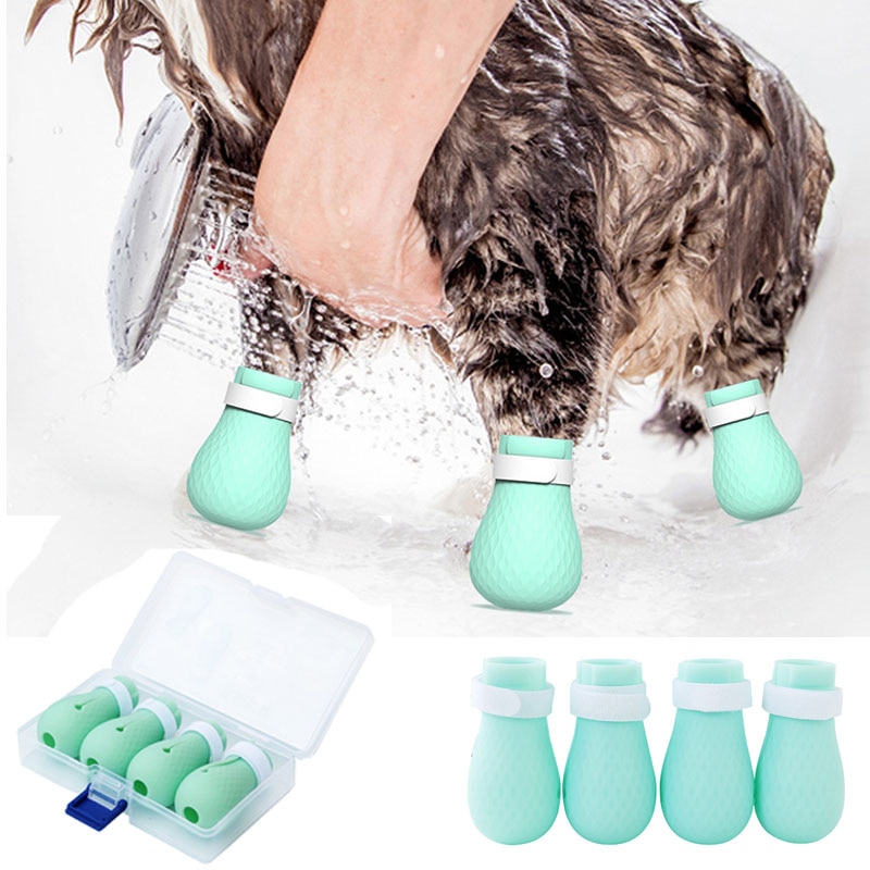 Kattskor använder för bad tvätt klo stövlar fotskydd anti-bett skydd justerbar katt tass naglar skor stövlar anti-repa