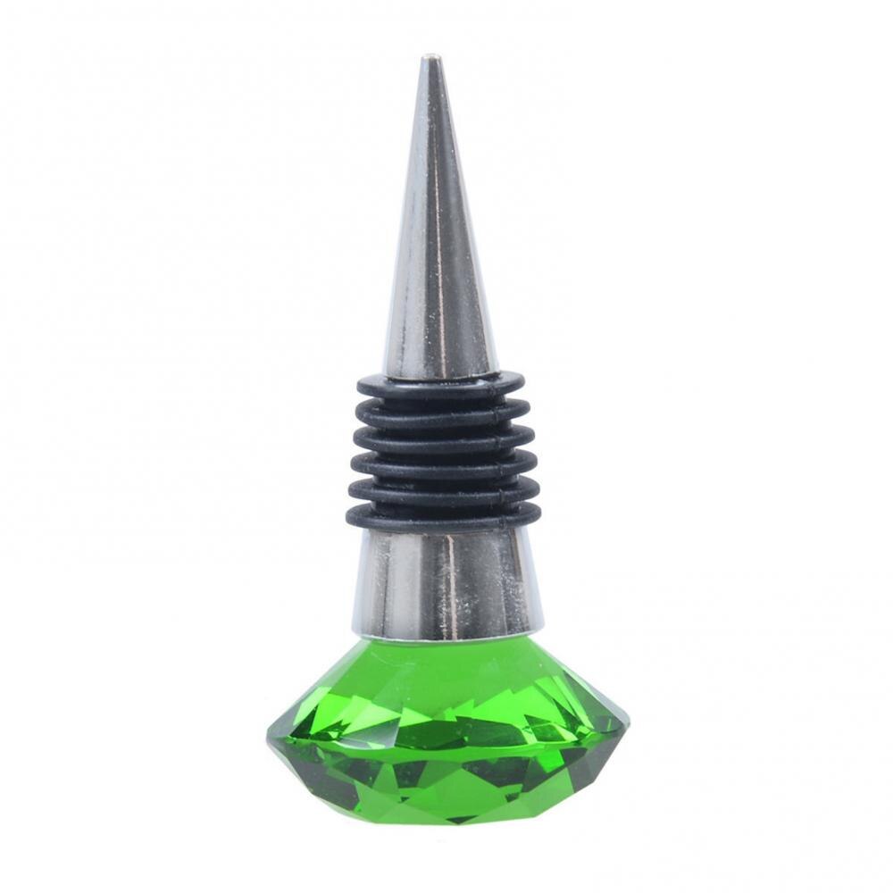 80%HOTCrystal Metal Silicone Leakproof Reusable Wine Stopper Bottle Sealer Cork Plug: Green