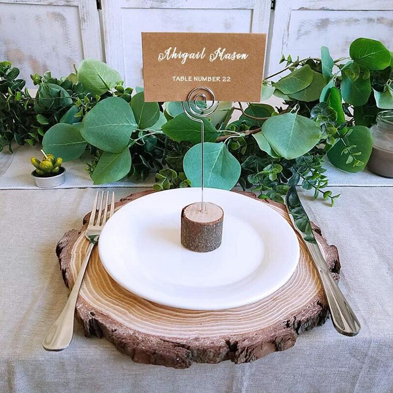 20 Uds. Tocón de madera de boda nombre lugar tarjeta soporte estante Mesa número tarjeta Clip madera artesanía decoración suministros para en casa