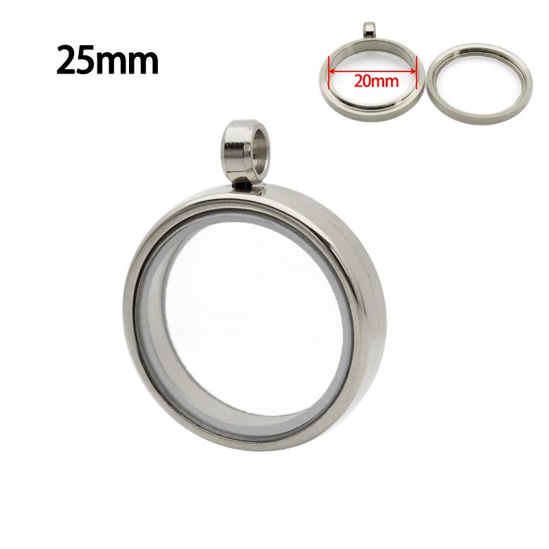 Gemengde Grootte Drijvend Glas Living Memory Medaillon Charms Hanger Twist Top Roestvrij Staal Glazen Medaillon Diy Sieraden Vrouwen: Rhodium Plated