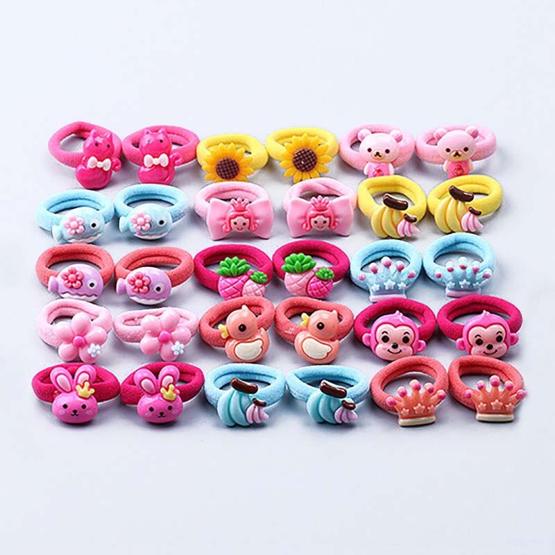 10 unids/lote niños de dibujos animados elástico cintas del pelo para bebés chica de diadema arcos accesorios para el cabello niñas: 10pcs color random B