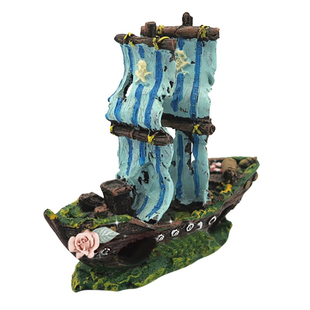 Aquarium Decoration Fish Tank Landscape Pirate Ship Luminous Ornament Aquatic Landscape Sunk Shipwreck Wreck decors aquarium