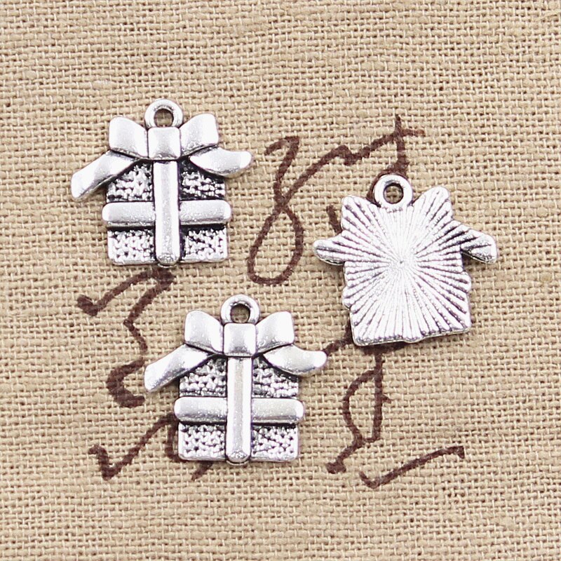 10Pcs Charms Kerst Doos 15X16Mm Antieke Maken Hanger Fit, vintage Tibetaans Zilveren Kleur, Diy Handgemaakte Sieraden