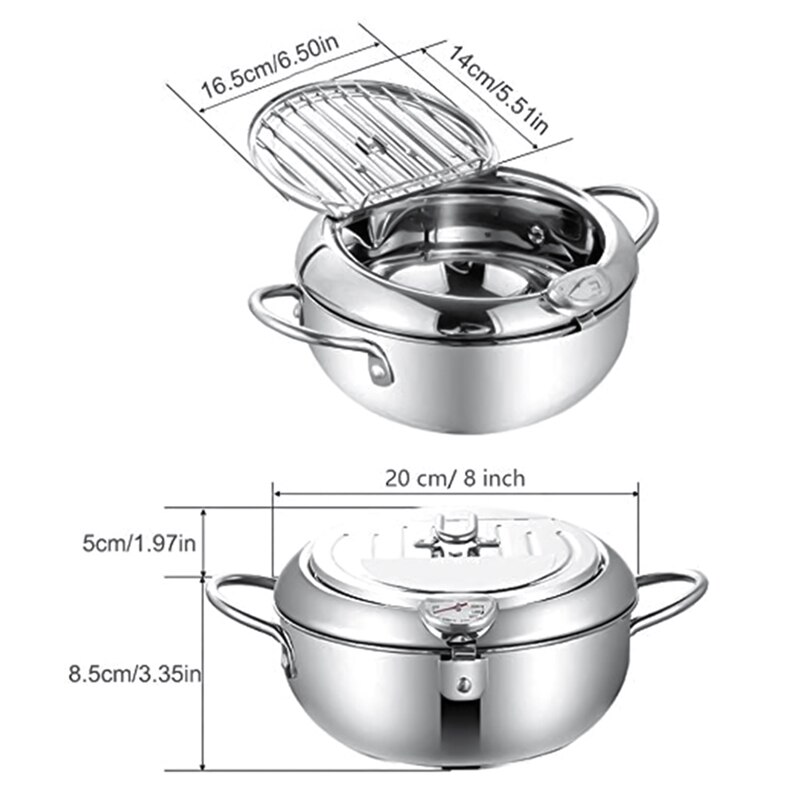 Stile giapponese Frittura Pentola Termometro Tempura padella Friggitrice Controllo della Temperatura Fritto di Pollo Strumenti di Cottura Utensili Da Cucina