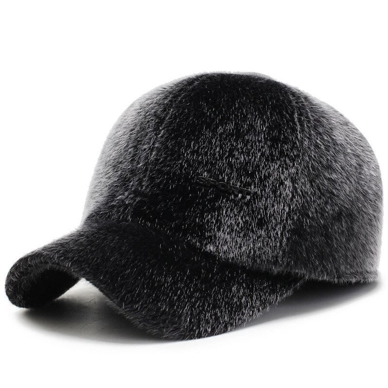 Casquette de Baseball en fausse fourrure pour hommes | Avec couvre-oreilles en velours, chapeaux chauds d'hiver, chapeau à rabat épais pour personnes d'âge moyen A76: Gray