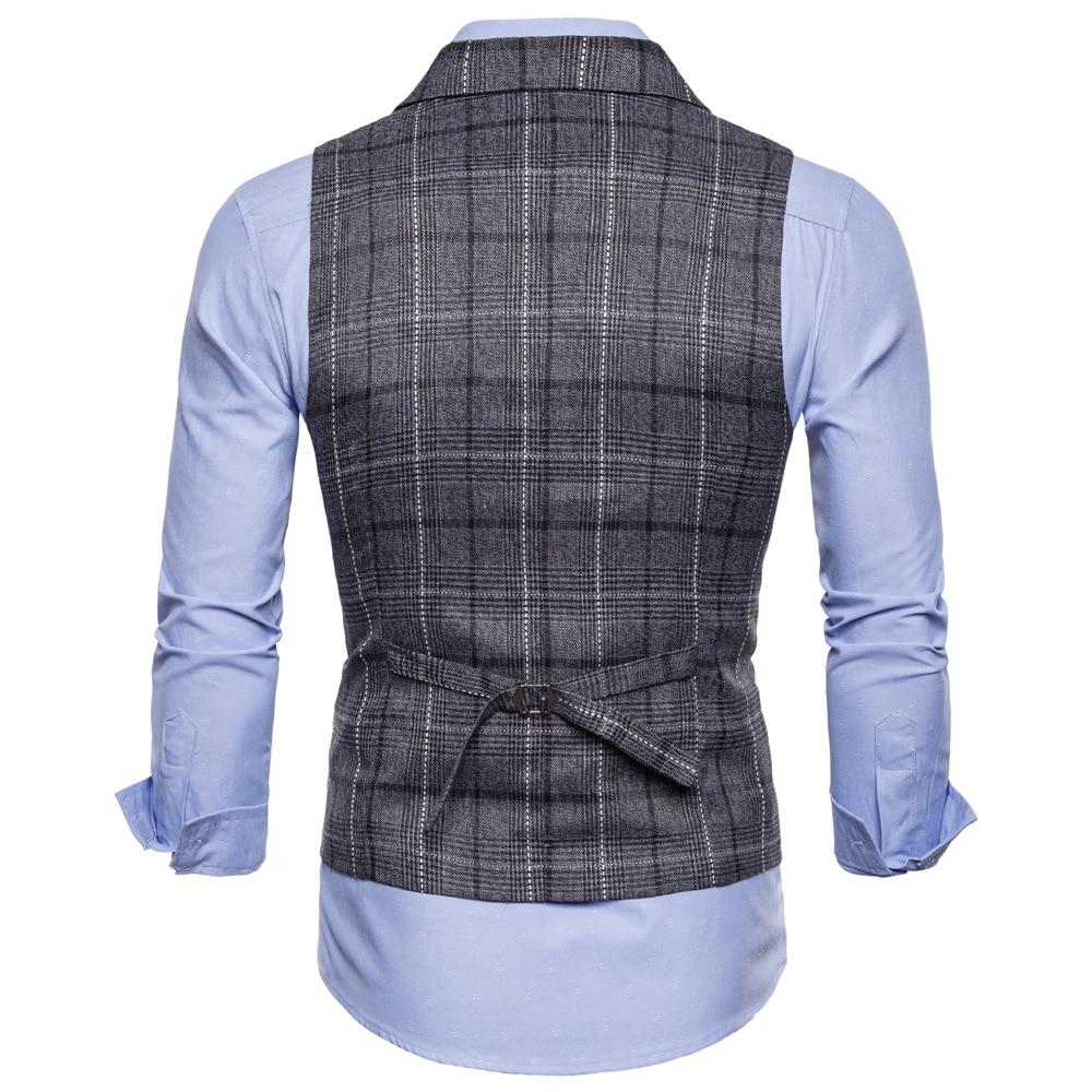 SEENIMOE Mens Hochzeit Weste gestreift Plaid Formale Blazer westen lässig Einreiher V-ausschnitt M-4XL Männlichen Anzug Weste