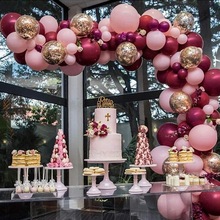 Bryllup bue balloner pink guld konfetti balloner guirlande bordeaux festdekorationer bordeaux og guld bryllup dekorationer