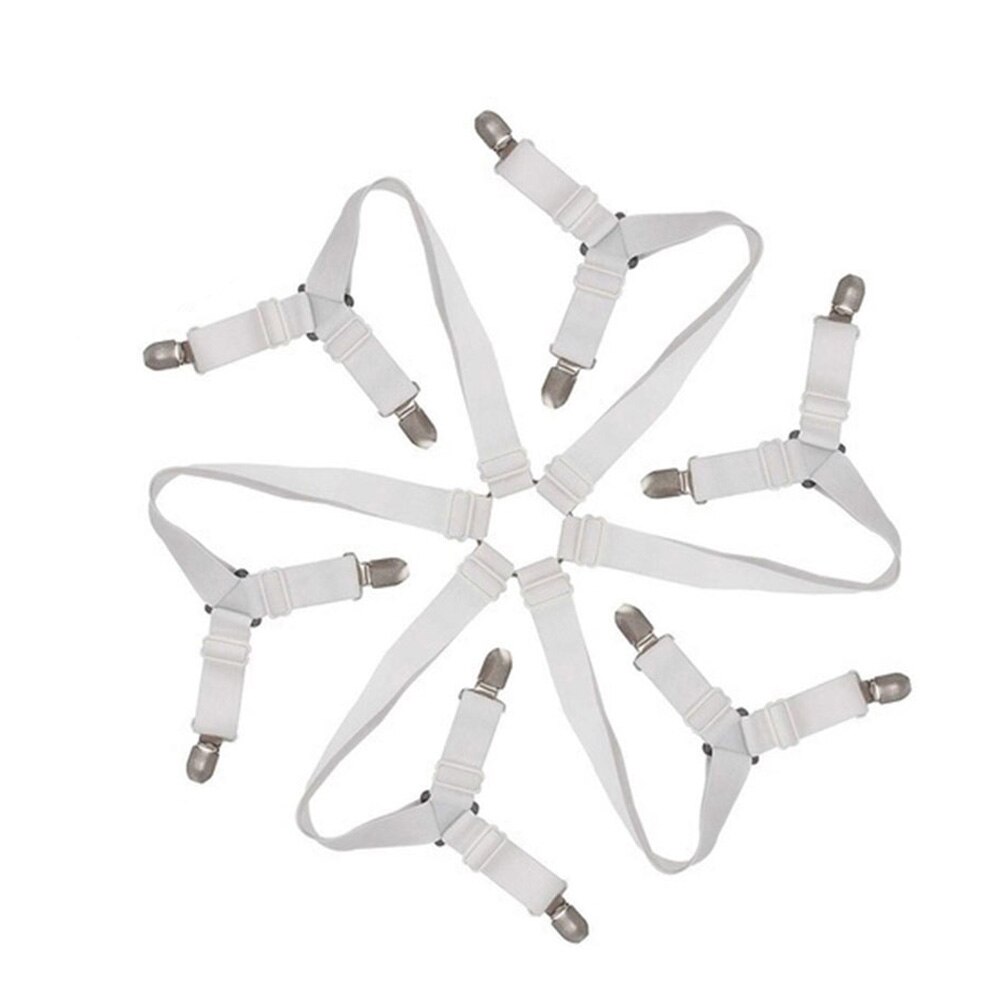 6-Sides Bed Sheet Clips Strong Grippers Fasteners Elastic For Sheet Holders Mattress Clips Straps Adjustable Clamps For Sheets: White