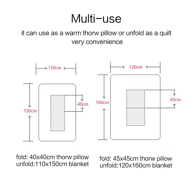Multifunctionele deken Opvouwbaar kussenkussen, PP-katoen voor bank, bed, auto, reizen 2 in 1, cartoonkussens, kussens, dekens