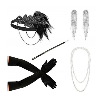 PESENAR 1920s Great Gatsby Accessories for Women Flapper Headpiece Headband Gloves Costume Harlem Nights Accessories Set: Yellow