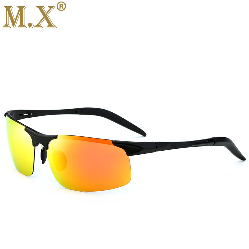 Aluminium Magnesium Männer Sonnenbrille Polarisierte Sport Fahren Nachtsicht Brille Sonnenbrille Angeln UV400 Randlose Sonnenbrille: Schwarz rot