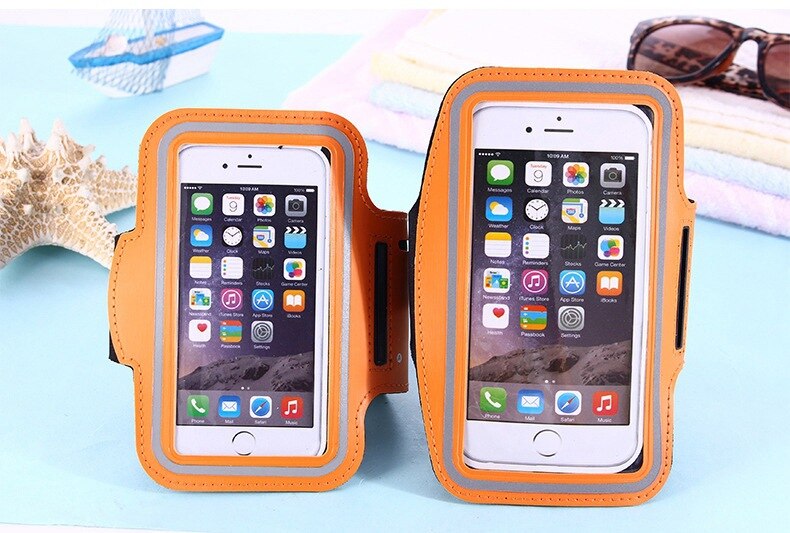Universele outdoor sport telefoonhouder, armbandhoes voor samsung, sportschool hardloop telefoontas, armbandhoes voor iphone xs max voor samsung: Oranje l