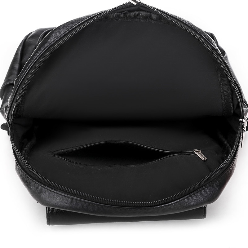Glidelås dame ryggsekker mochila kvinnelige reiseryggsekker svart skinn skolevesker for tenåringsjenter laptop packback