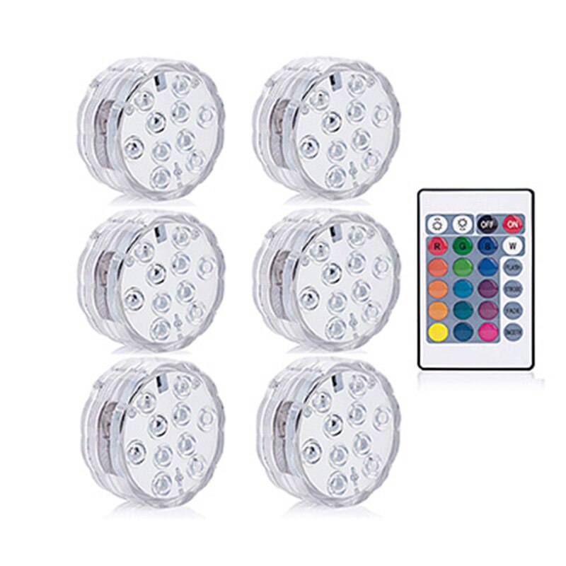 Lámpara sumergible de luz subacuática con Control remoto, decoración con batería, multifunción, a todo Color, sumergible, resistente al agua: 6 lamp 1controller