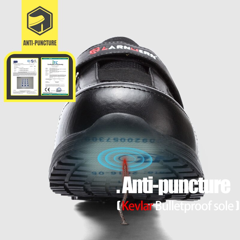 LARNMERN-zapatos de trabajo para hombre, calzado de seguridad ESD con punta de acero, antideslizante, reflectante, protector para construcción