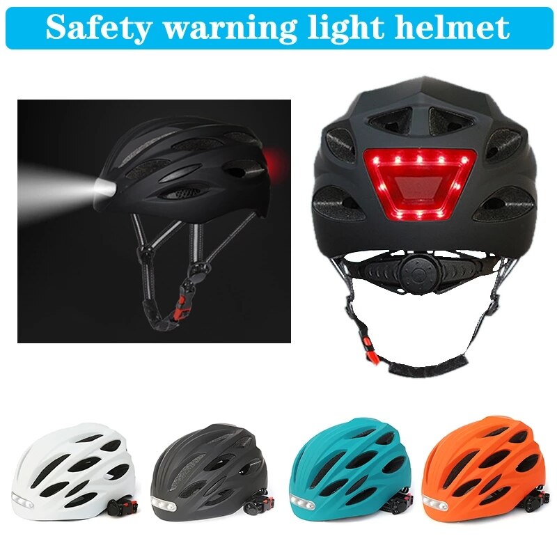 Led-Licht Fietshelm Ultralight Eps + Pc Cover Mtb Racefiets Helm Integraal Mold Fietshelm Unisex veilig Rijden Cap