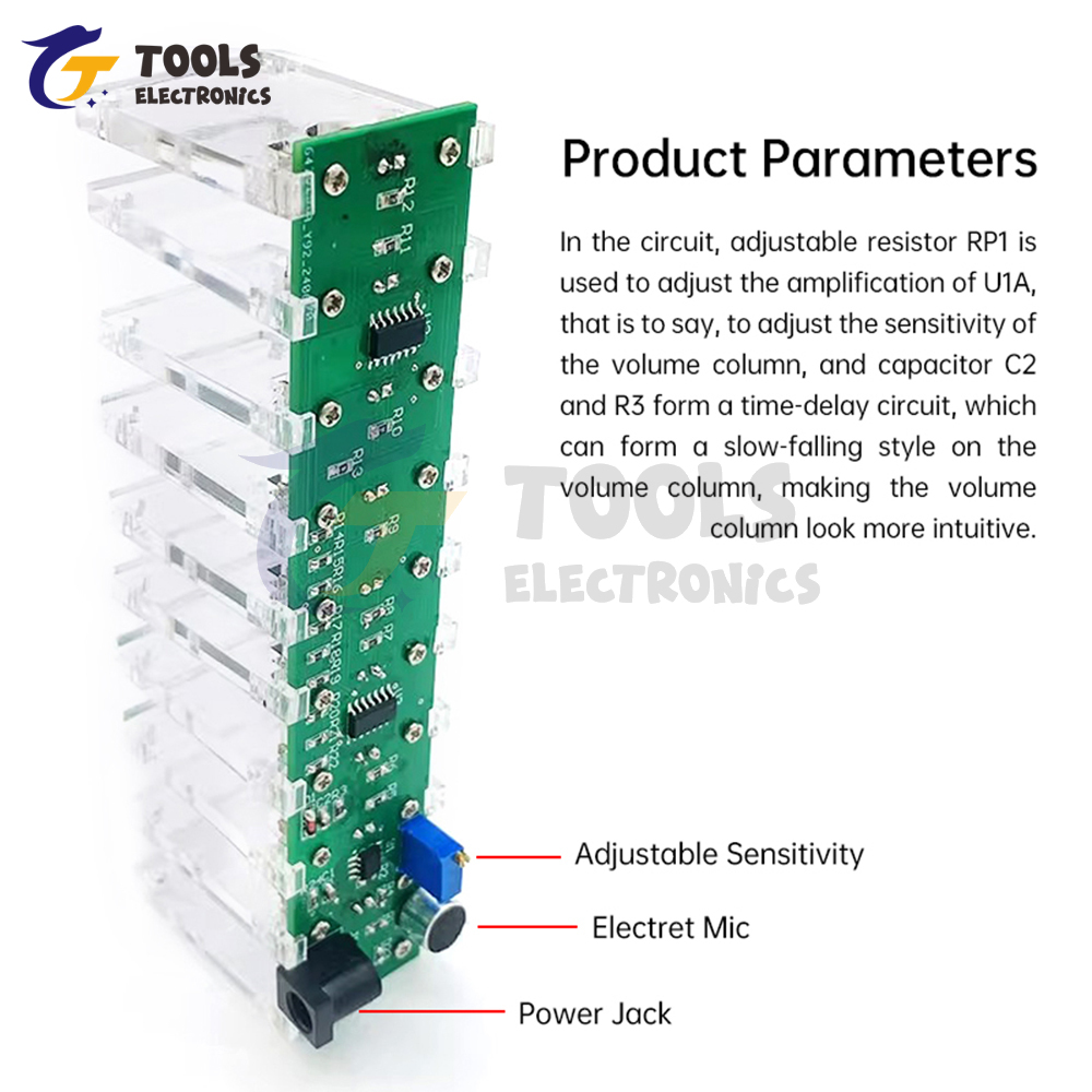 DIY Sound Control LED Music Spectrum Electronic Kit Crystal Pole Sound Control Music Spectrum Soldering Practice DIY Kit