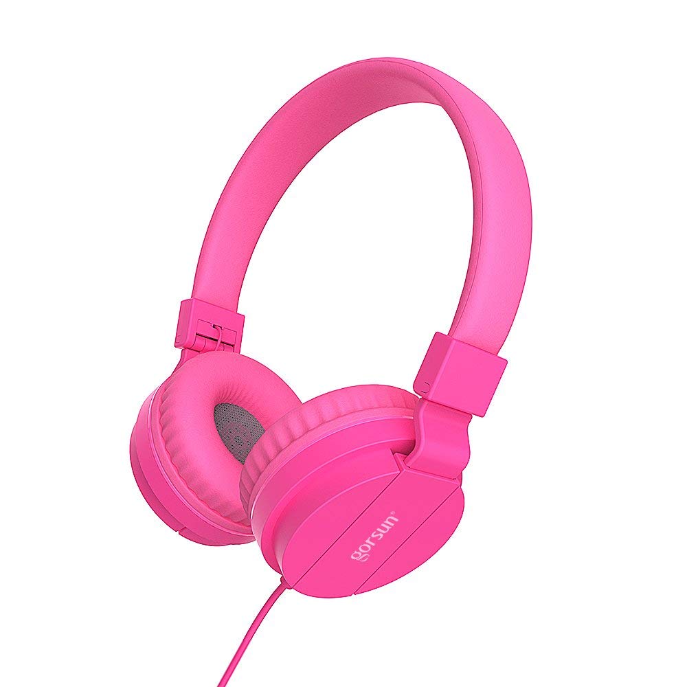 Cute Headband Stereo Headphones Microphone Portable Wired Headset for Kids Girls Mobile Phone iPhone Samsung Pink