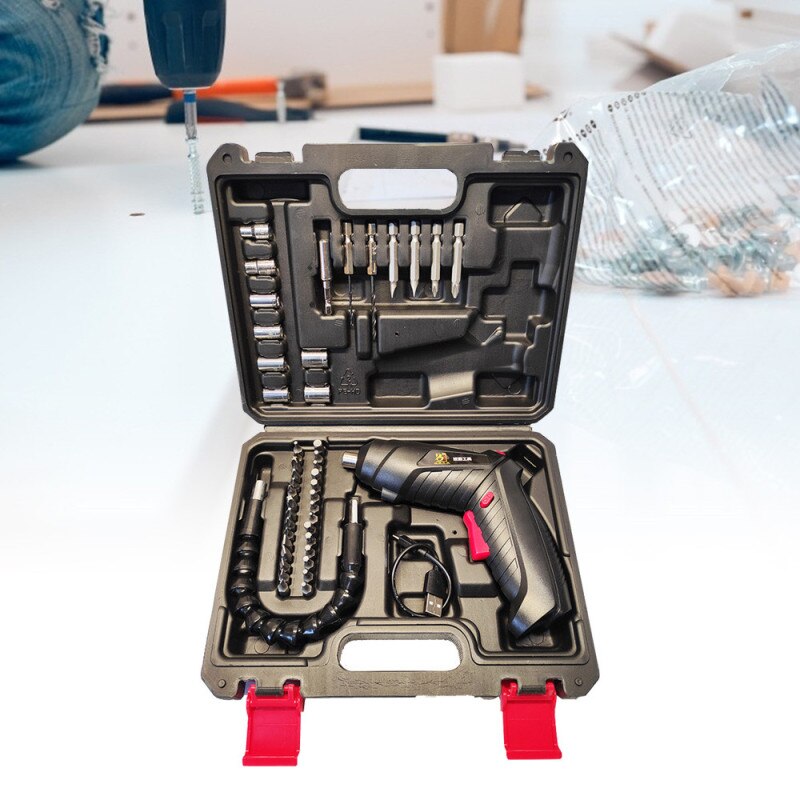 3.6V Cordless Mini Electric Screwdriver Shape-shifting Rechargeable Lithium Battery Two-way Switch Home DIY Set Power Tool Metal