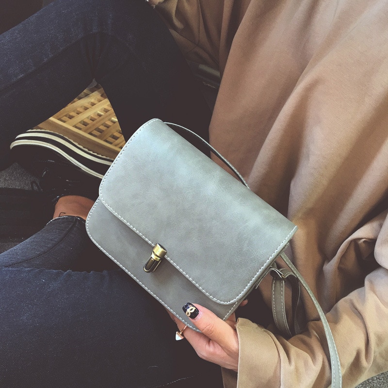 Trend Women Bags Retro Solid Color Korean Shoulder Bag PU Messenger Bag All-match Shaped Small Square Bag