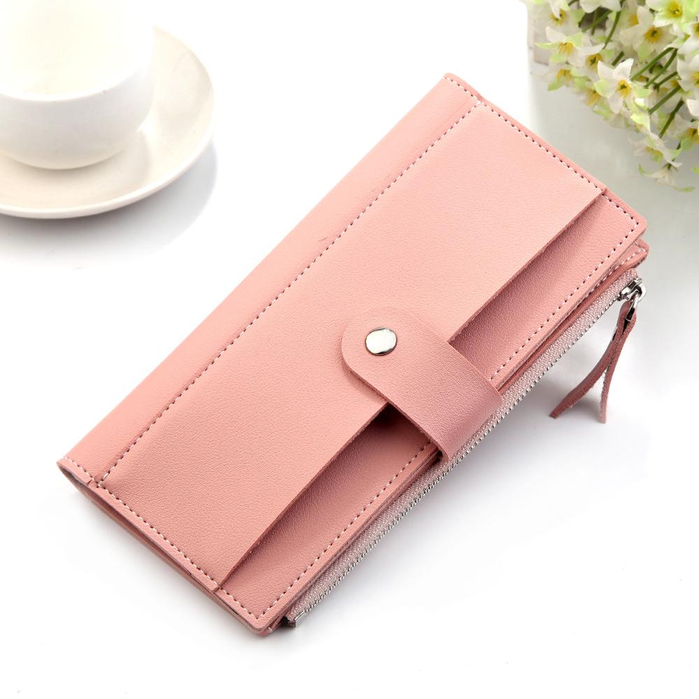 Cartera de mujer, Cartera de mujer, cartera larga de piel sintética con cierre y cremallera, cartera para mujer: Pink