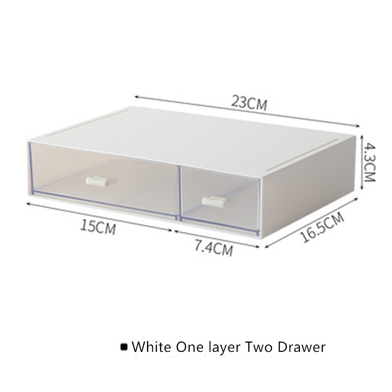 Simple Multi-cell Storage Box Desktop Miscellaneous Stationery Plastic Storage Box Student Dormitory Compartment Storage Cabinet: One Layer Two Draw